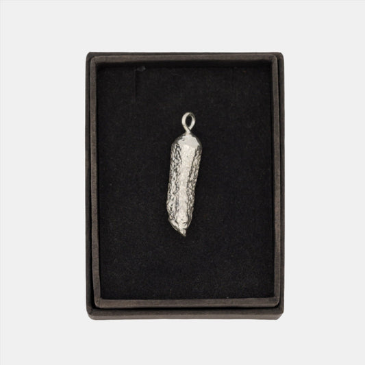 'Cornichons' solid silver pickle pendants by Caitlin Hazell 